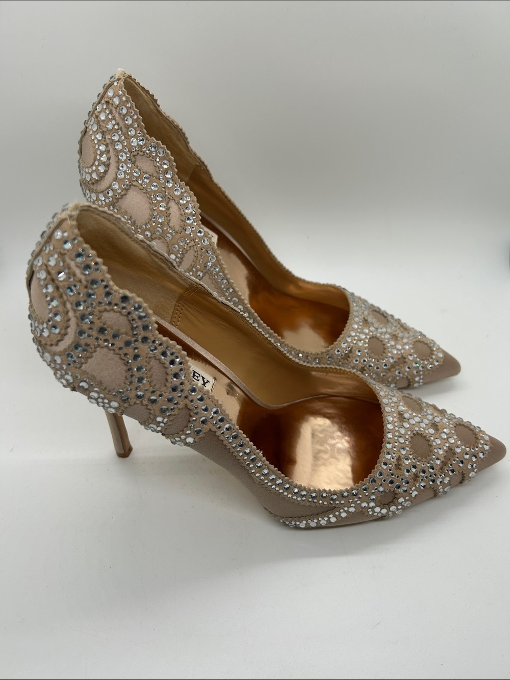 Badgley Mischka Rouge Nude Crystal Pointed-Toe Stiletto Heels Shoes **Sz 7.5**🔥🔥 - Picture 4 of 8